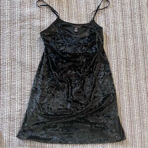 Victoria's Secret Black Crushed Velvet Camisole Slip
